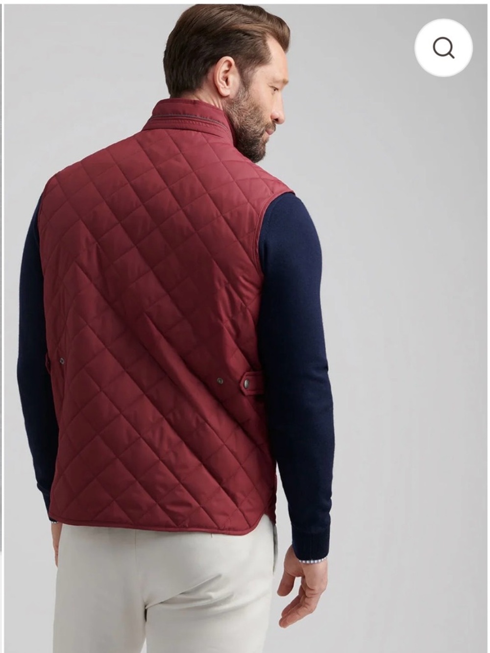 Peter Millar Quilted Burgundy Zip-Front Vest - Picture 3 of 13